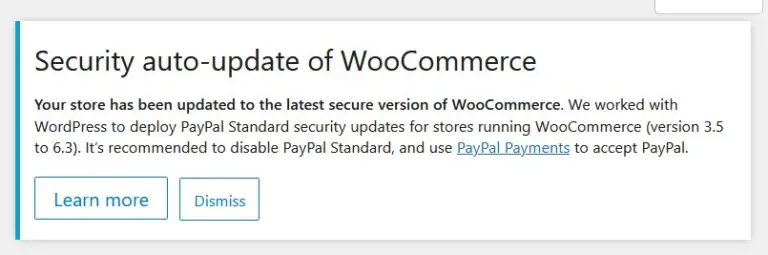 WooCommerce notice not dismissing – paypal notice