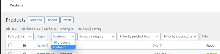 Adding a ‘featured’ filter to WooCommerce products screen