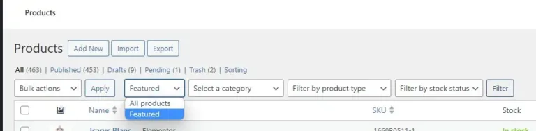Adding a ‘featured’ filter to WooCommerce products screen